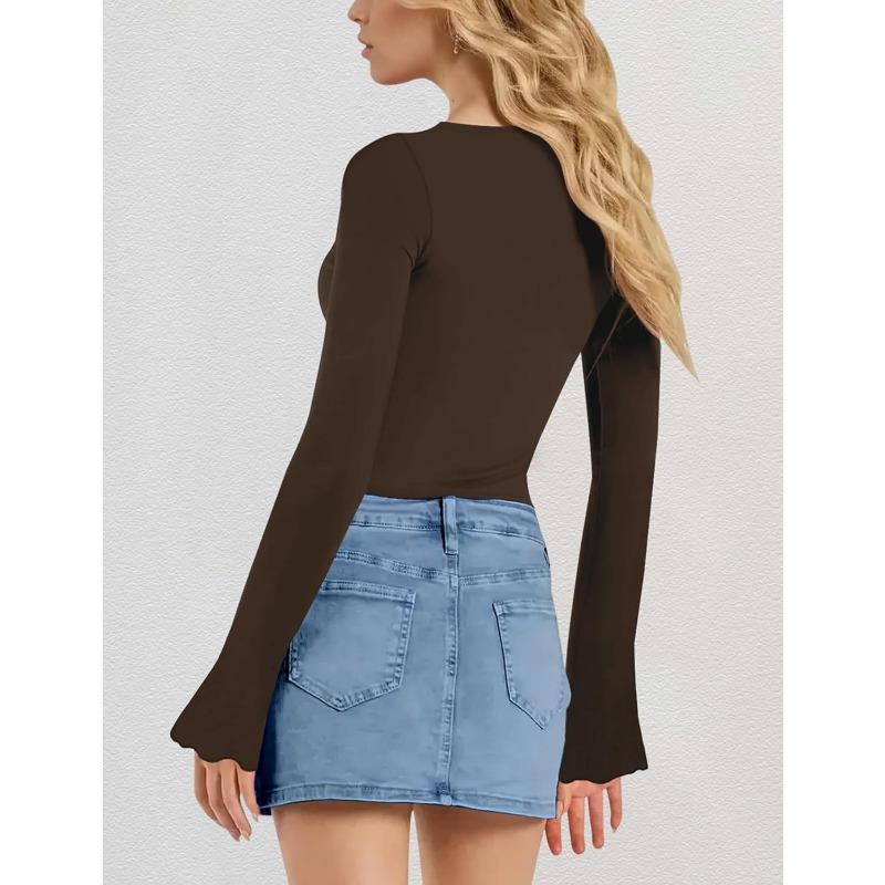 Women S Cropped Long Sleeve T Shirt Drawstring Ruched Slim Fit Top