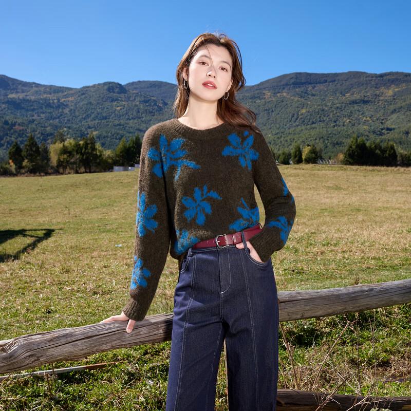 Sancai Women's Floral Knit Sweater