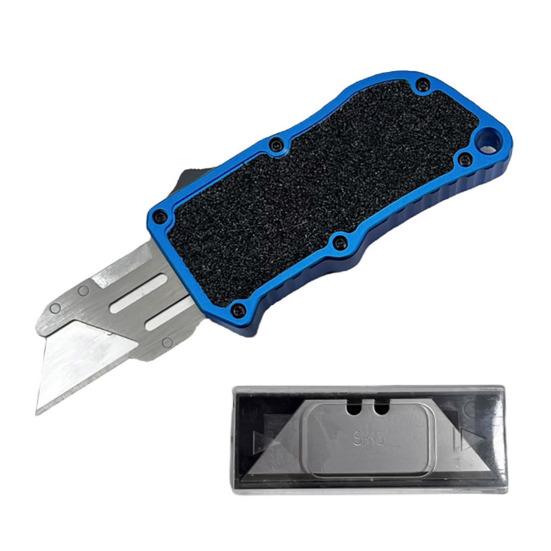 

Универсальный выдвижной алюминиевый художественный резак с 5 лезвиями, гладкий дизайн с зажимом сзади синий