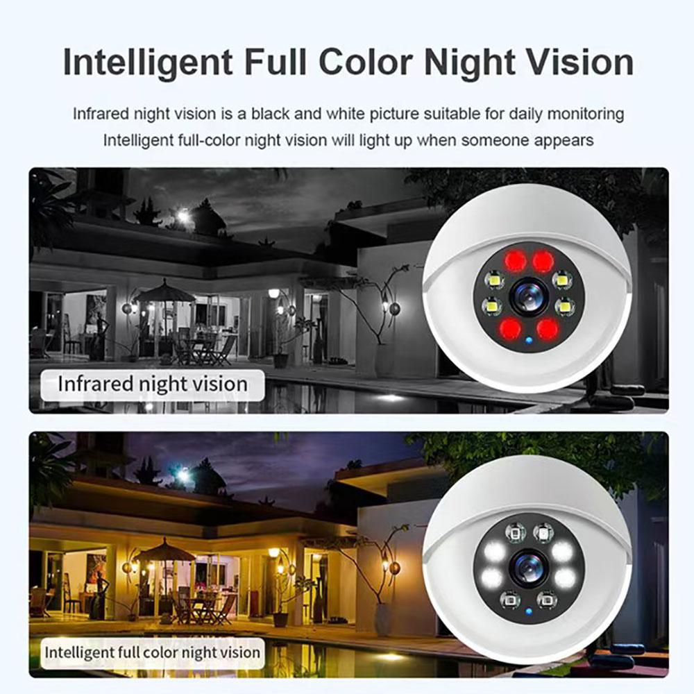 8MP 4K Bulb WiFi Dual Lens Color Night Vision Auto Tracking Zoom Indoor Security Monitor E27 Surveillance Wireless Camera