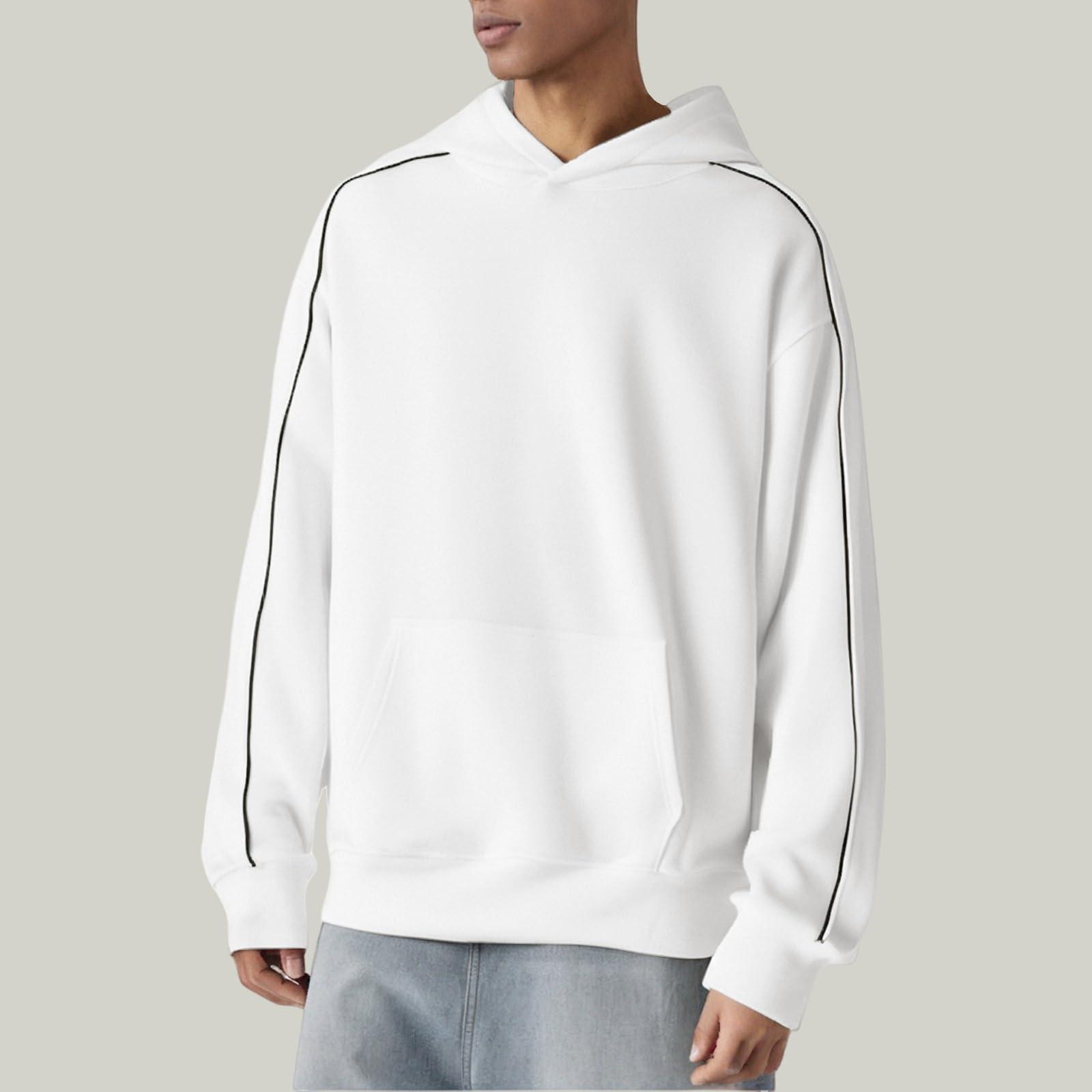 

Флисовые худи для мужчин свободного кроя, легкие, хлопковые, для активного отдыха, спортивные, для тренировок, осенние пуловеры XL белый