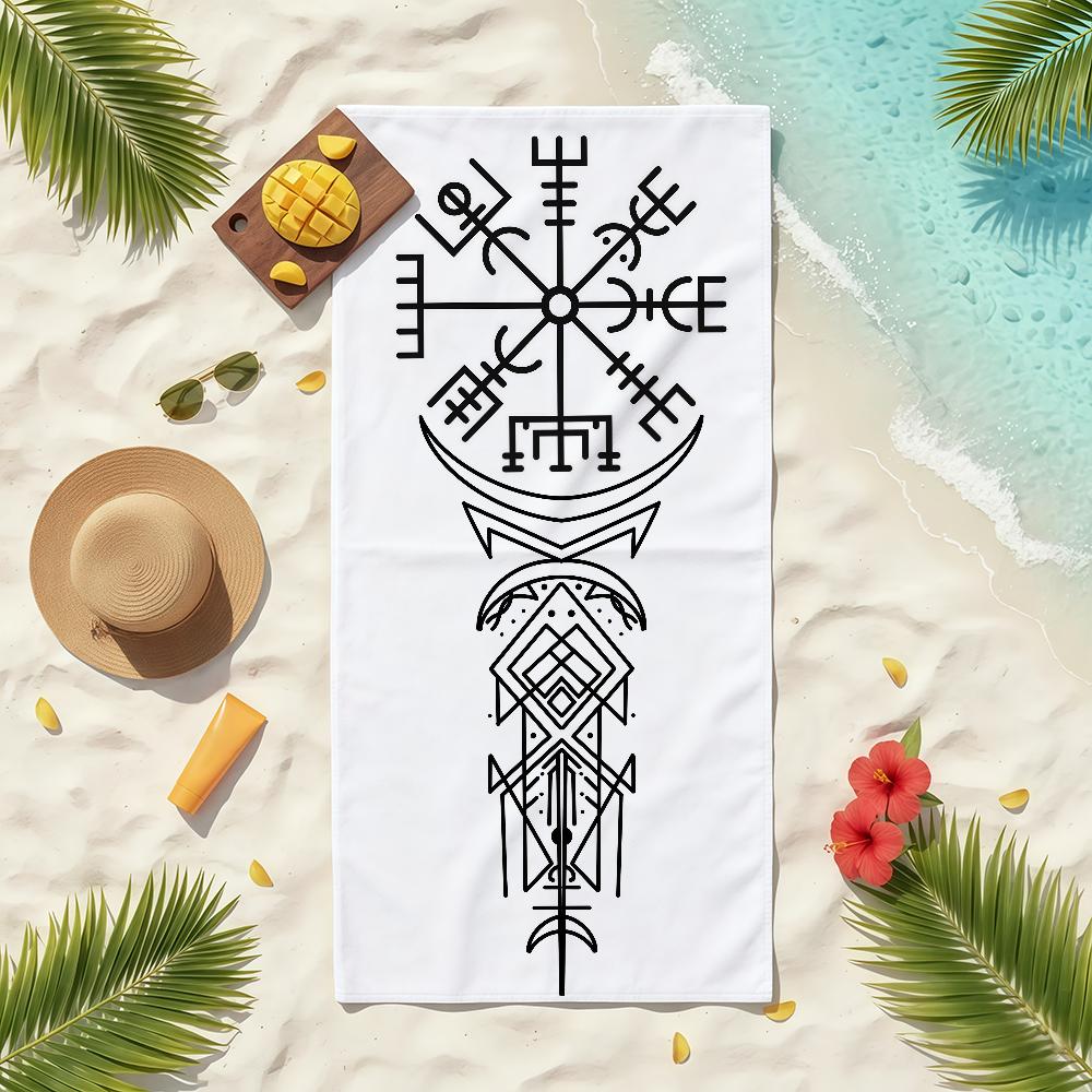 V-Viking V-Vegvisir Handtuch Weich Pool Geschenk Für Reise Fitnessstudio Dusche Camping Schnelltrocknend Sport Strandtücher