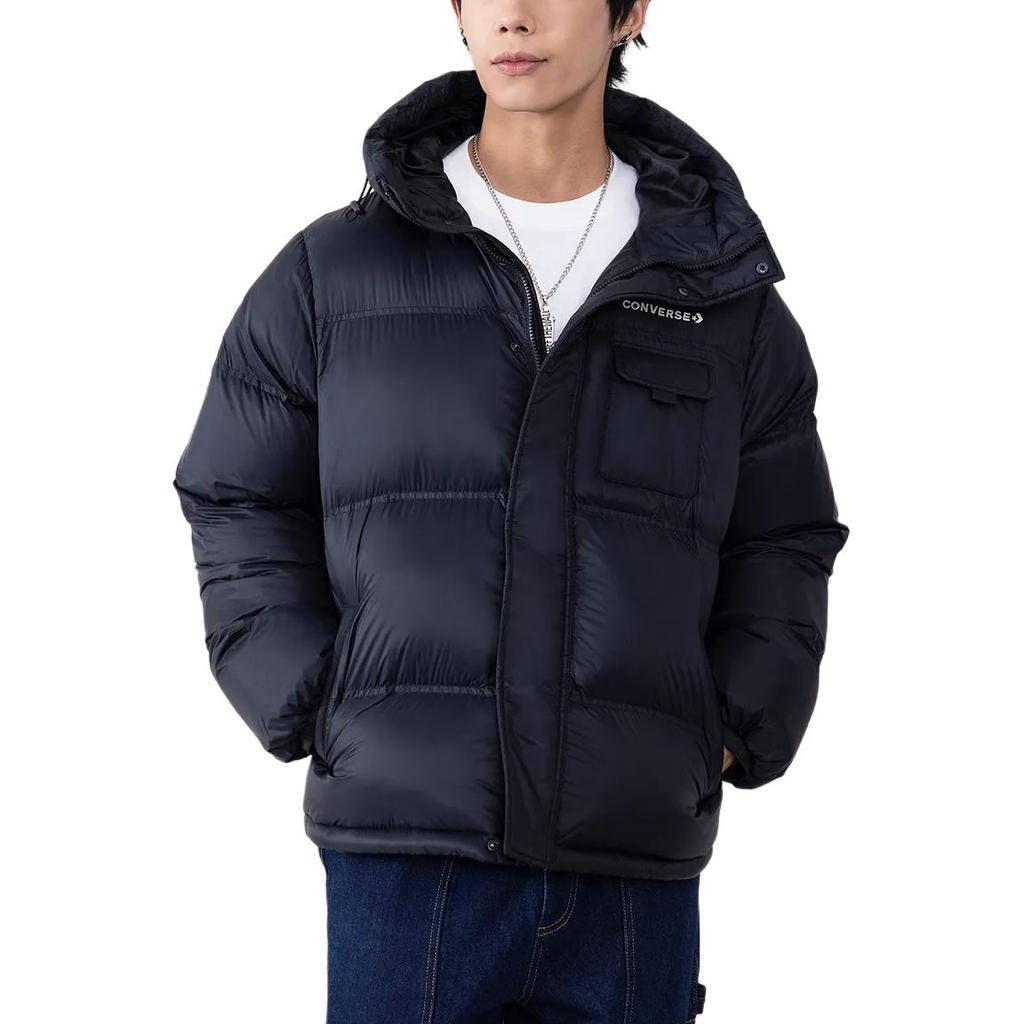 Converse Puffer Jackets Unisex Black Hooded Moderate UCJ146-023