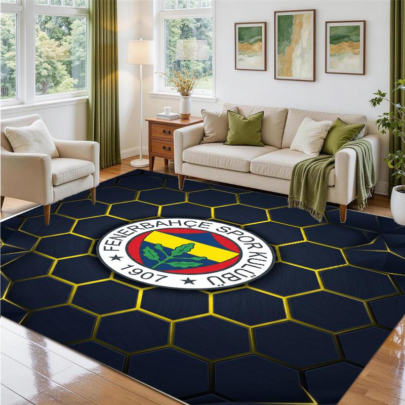 Fenerbahçe FC Design Crystal Velvet Rug Soft Decorative Mat for Bedroom Entrance
