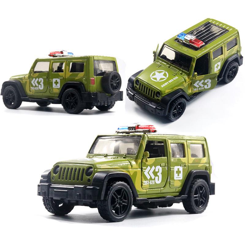 1:36 Benben Alloy Off-Road Police Jeep Toy with Opening Doors Cake Topper