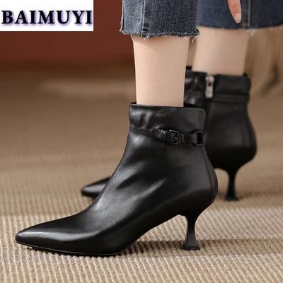Szpiczaste botki Chelsea do kostki damskie futrzane buty śnieżne wysokie obcasy damskie 2025 trend zimowe pluszowe ciepłe botas mujer luksusowe seksowne czółenka