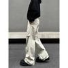 Blaexit Marble-Patterned Design Paratrooper Cargo Pants for Men, Slightly Flared American-Style Straight-Leg Cleanfit Pants