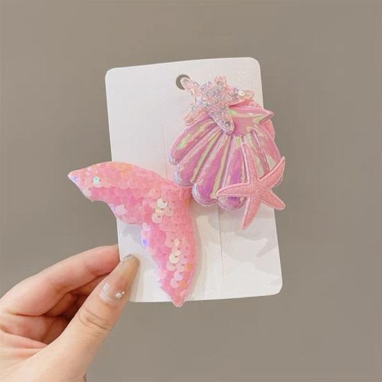 Girl Hair Clip Shine Sequins Mermaid Tail Hairpin with Cute Seashell Hair Accessories Girl Hairpin Mermaid Theme Metal Styling Clip Jewelry
