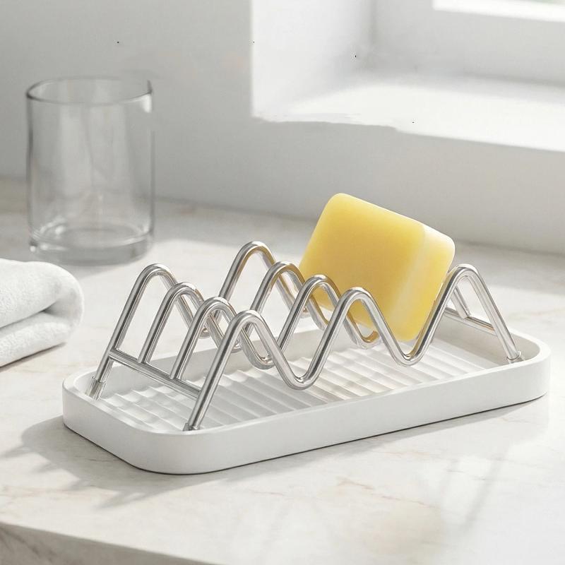 Stainless Steel Soap Rack Multi-Soap Storage With Drainage Tray Waterproof Rust-Resistant Easy