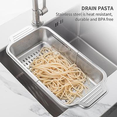 Escurridor de Platos para Fregadero ajustable Secador para Fregadero de Cocina Coladores Escurridores Cesta con Tapón Colador para Lavar Alimentos