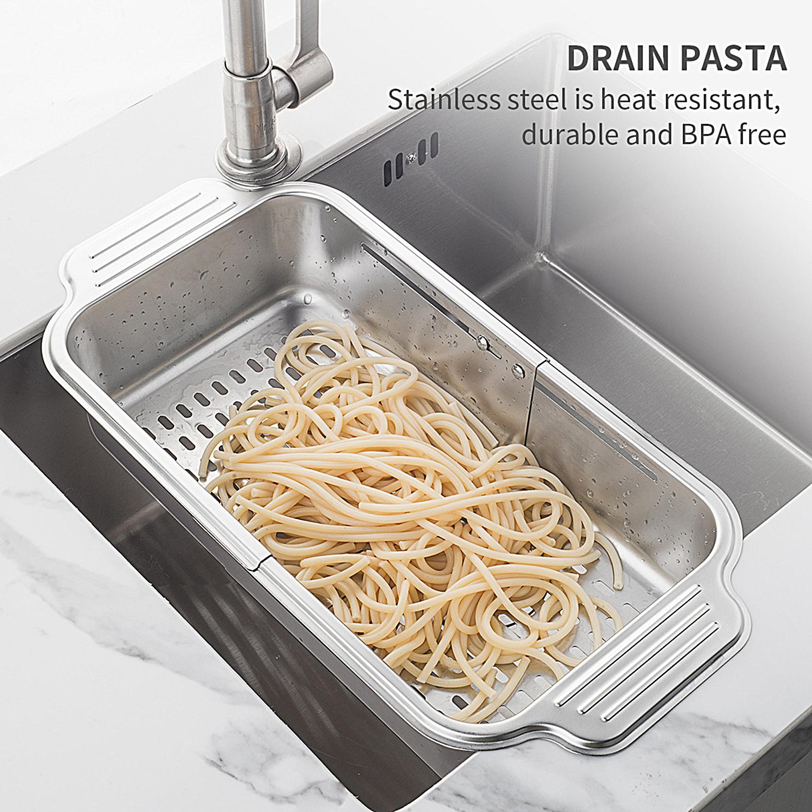 

Over The Sink Dish Drainer adjustable Kitchen Sink Drying Rack Draining Strainers Stopper Basket Colander for Washing Food CN