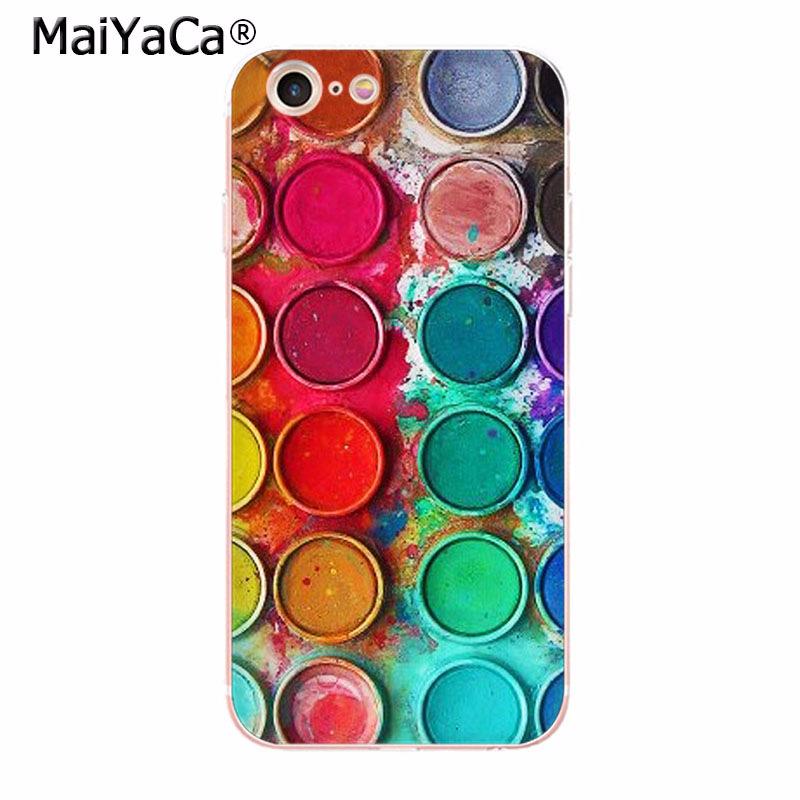 MaiYaCa Kleurrijke Waterverf Set Verfpalet telefoonhoesje voor iPhone 13 SE 2020 11 pro 8 7 66S Plus X 10 5S SE XR XS XS MAX