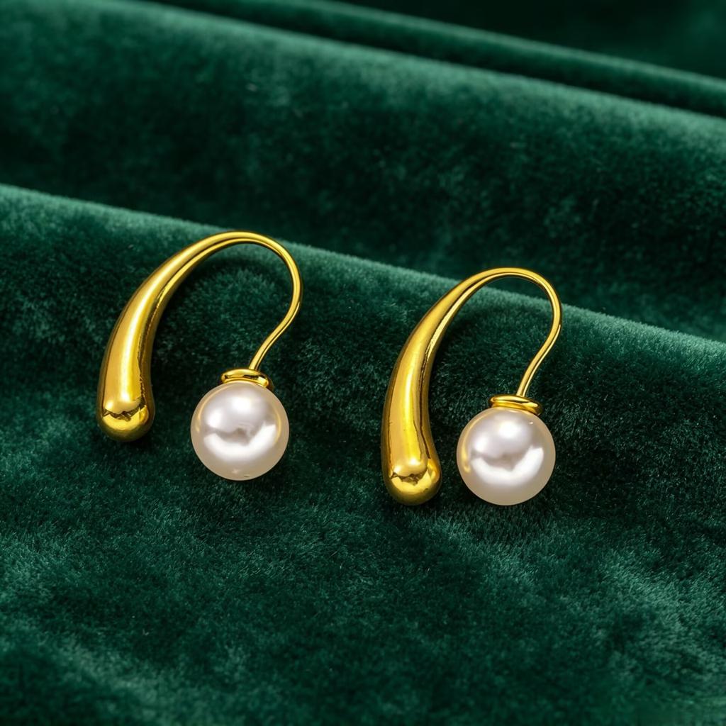 Stainless Steel Pearl Earrings High Sense Fashion Earrings Temperament Versatile Niche Irregular Earrings