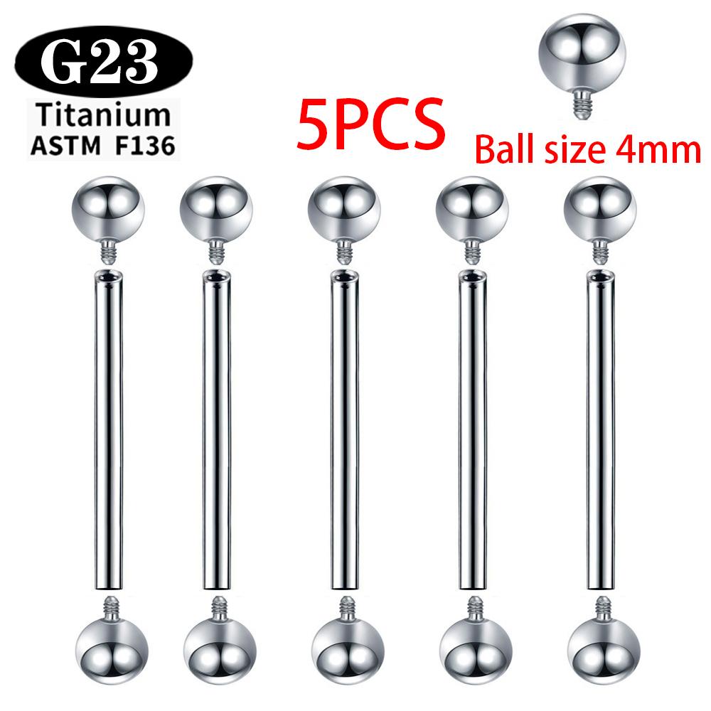 Implantatgrad Titan ASTM F136 Innengewinde Gerade Barbells Zungenring Ohrringe Piercing Schmuck Stange 2/5/50 Stück/Los