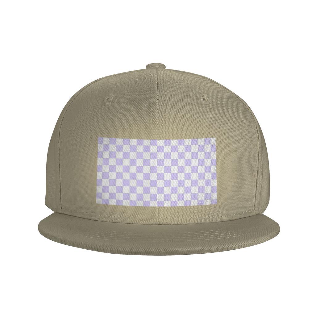 White and Pale Lavender Violet Checkerboard Baseball Caps Snapback Baseball Hats Casual Casquette Outdoor for Unisexs And WoUnisexs
