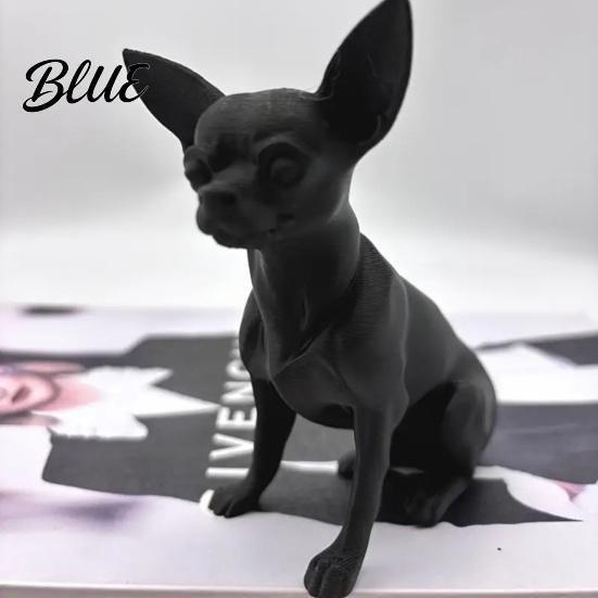 Modern Fekete Kutyaszobor 3D Nyomtatott Csivava Figurina, Szobor, Műanyag Asztali Kisállat Dísztárgy Kölyök Szobor Asztali Dekorációhoz, Ajándék Szeretőknek Stabil