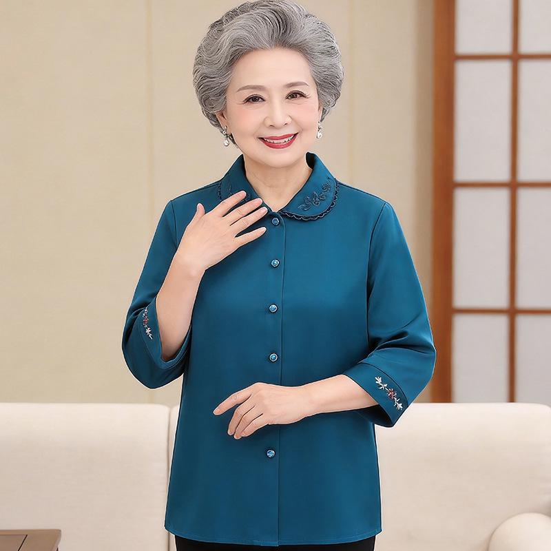 

Chic Seven-Sleeve Top for Mid-Aged and Elderly Women, Casual Loose Summer Shirt for Moms and Grandmothers 3XL