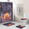 Halloween Shower Curtain Floor Mat Combination Four-Piece Set Bathroom Toilet Carpet Shower Room Foot Mat