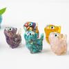 Crystal Resin Cat Figurine With Colorful Shell Decor For Office Desk Gift