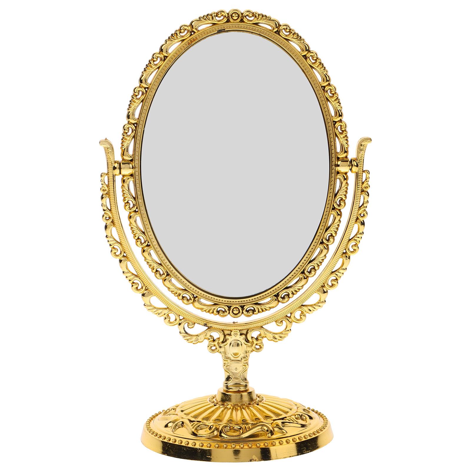 Rotation Makeup Mirror Vanity Vintage Rotating Oval With Frame Golden Abs  European Desktop Makeup Mirror Double Side Mirror dorato