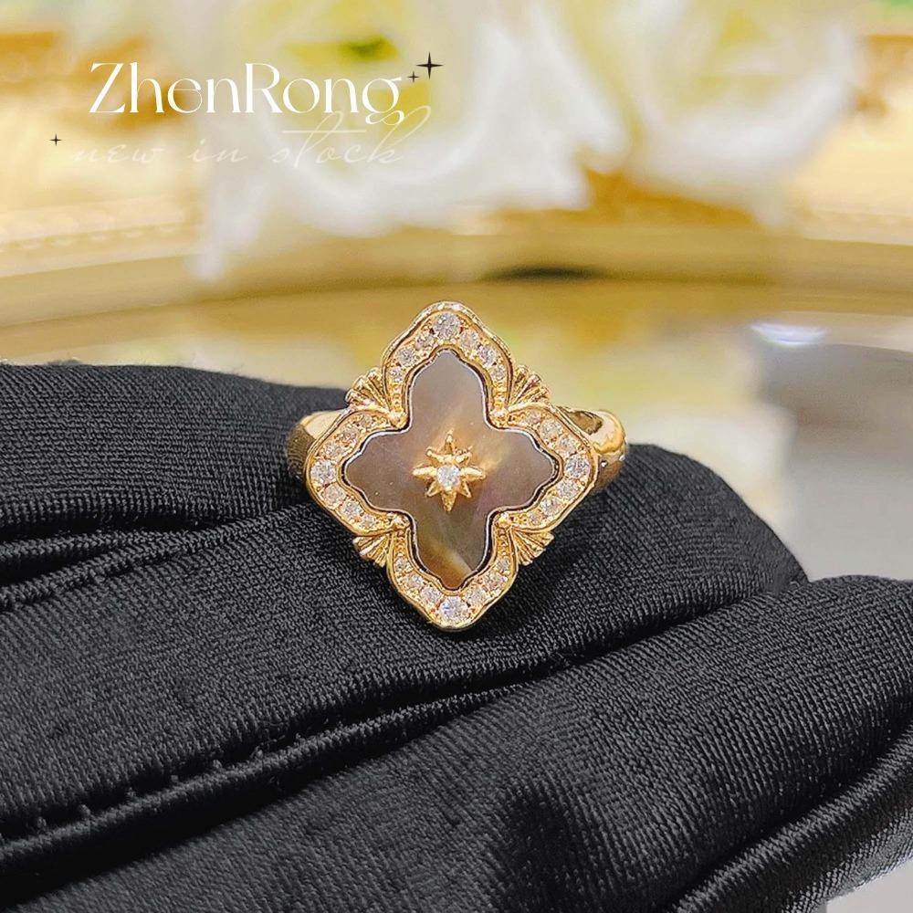 

Baroque Jewelry Set Italian Vintage Necklace Earrings White Shell Red Agatha Four Leaf Clover Bracelet Ring Gift