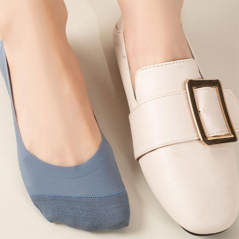 Calcetines náuticos de seda helada para mujer, de algodón, de corte bajo, antideslizantes, a la moda, antirroturas.