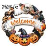 Spooky Party Decorations Black Cat Ghost Door Sign, Halloween Decorative Plaque, Wooden Hanging Plaque Vintage Rustic Decor with Jute Rope,
