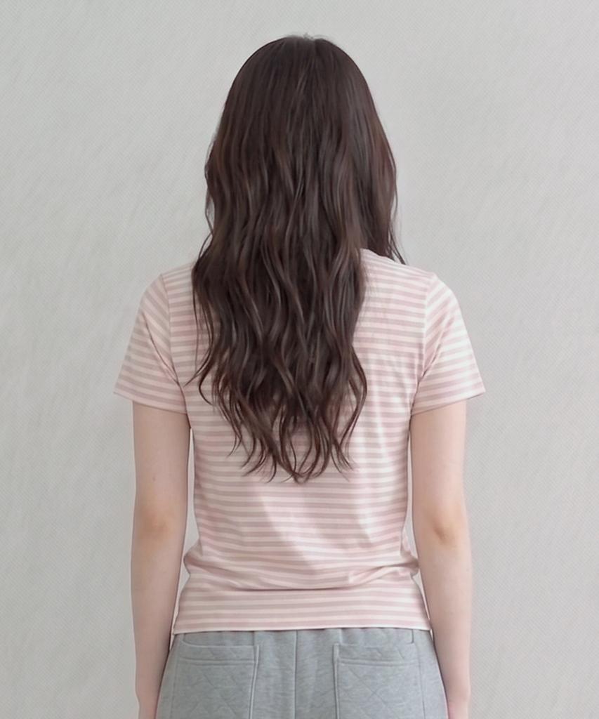 ADERNM Slub Stripe Crop T Pink