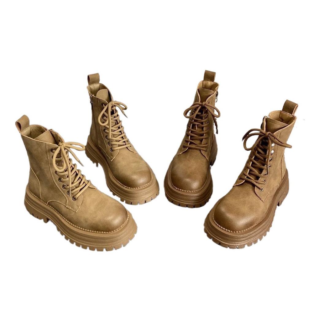 Thick-soled Martin boots women's autumn and winter 2025 autumn and winter new British style versatile velvet thickened locomotive short boots women's