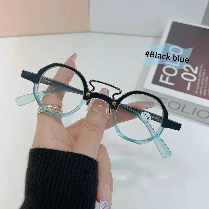

High Quality New Fashion Reading Glasses Neutral Retro Round Frame Presbyopia Glasses Ultra Clear Anti Blue Light Blocking Glasses To + 4.0 3