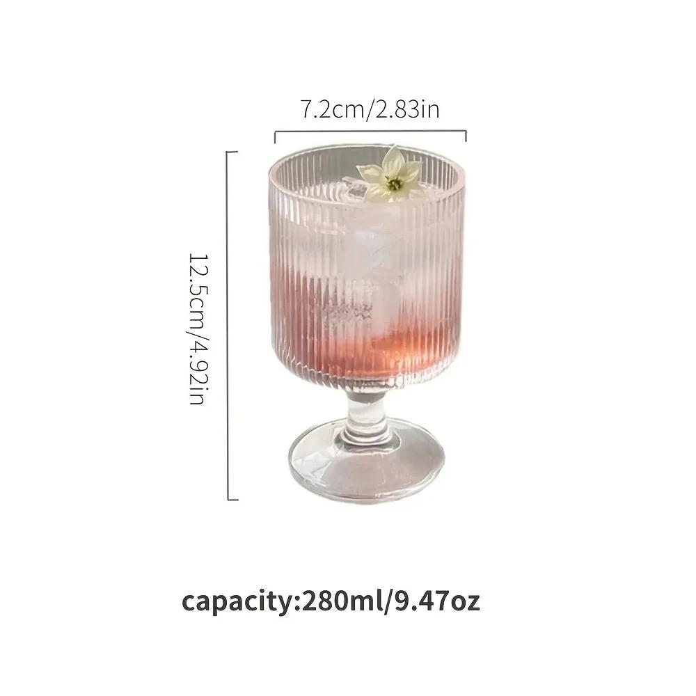 2pcs/4pcs Nordic Style Vertical Stripes Goblet,Transparent Ice Cream Yogurt Dessert Cup,Stylish Household Glass Cup, Drinkware