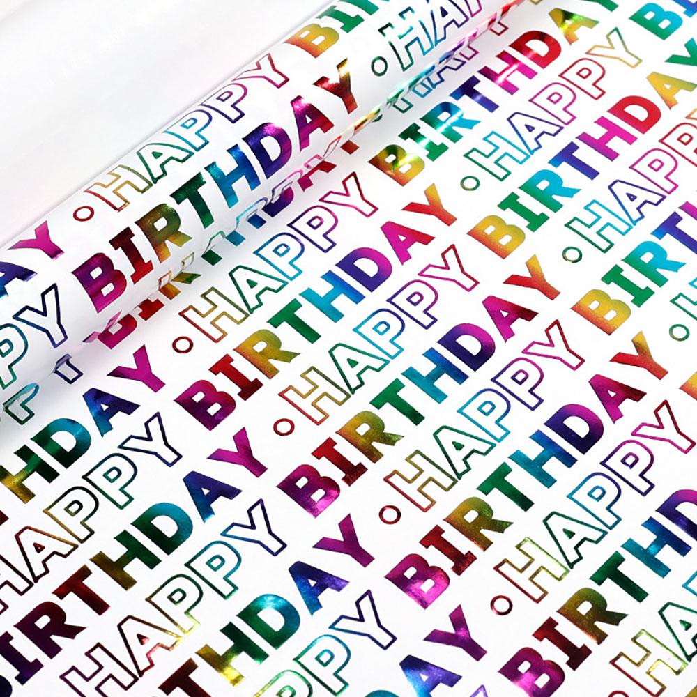 300*43cm Happy Birthday Hot Stamping Gift Wrapping Paper Birthday Bouquet Gift Packaging Paper Party Decoration DIY Crafts Paper