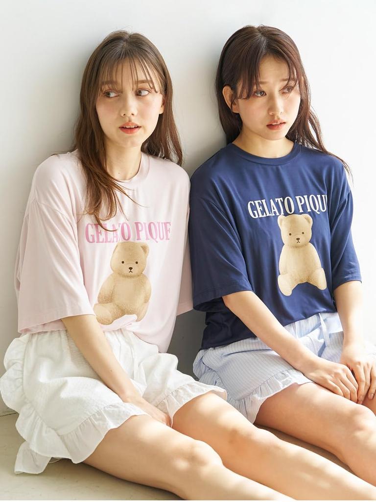Gelato Pique Bear Striped Shorts Set Women's One-Point T-Shirt & (PWCT252361) (EC Exclusive)