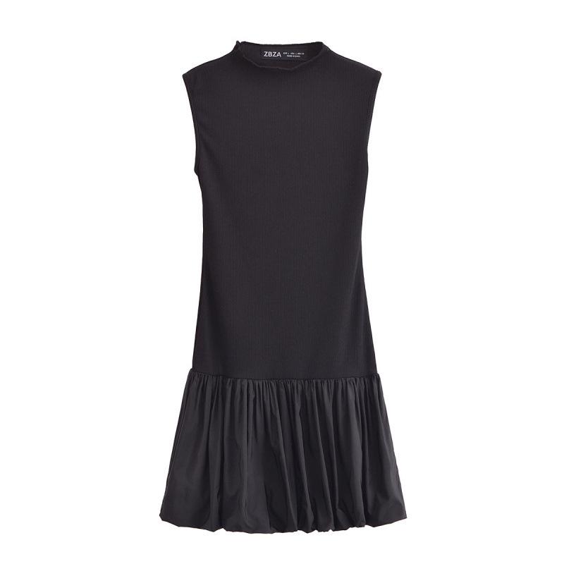 

Женское летнее ребристое платье без спинки с драпировкой, облегающее Large чёрный