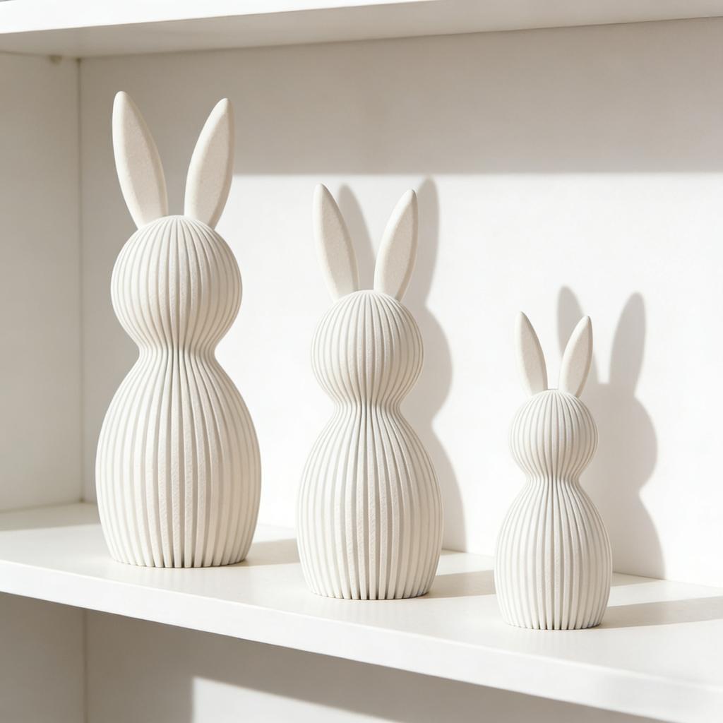 Aesthetic Easter Bunny Decor: 3D Printed Rabbit With Matching Eggs, Spring Holiday Ornament, Festive Desktop Display Accessory
