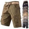 Men's Knee Length Casual Shorts with Belt and Multiple Pockets for Summer Sports and Casual Wear