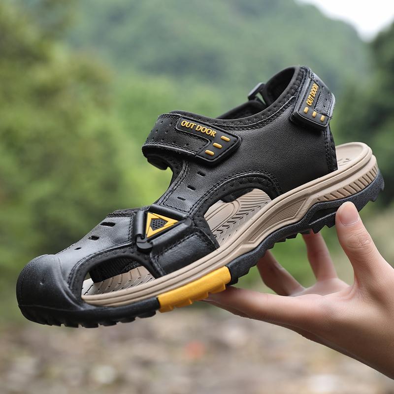 TUINANLE Classic Mens Sandals Summer Leather Sandals Men Outdoor Casual Lightweight Beach Shoes Fashion Men Sneakers Size 38-46