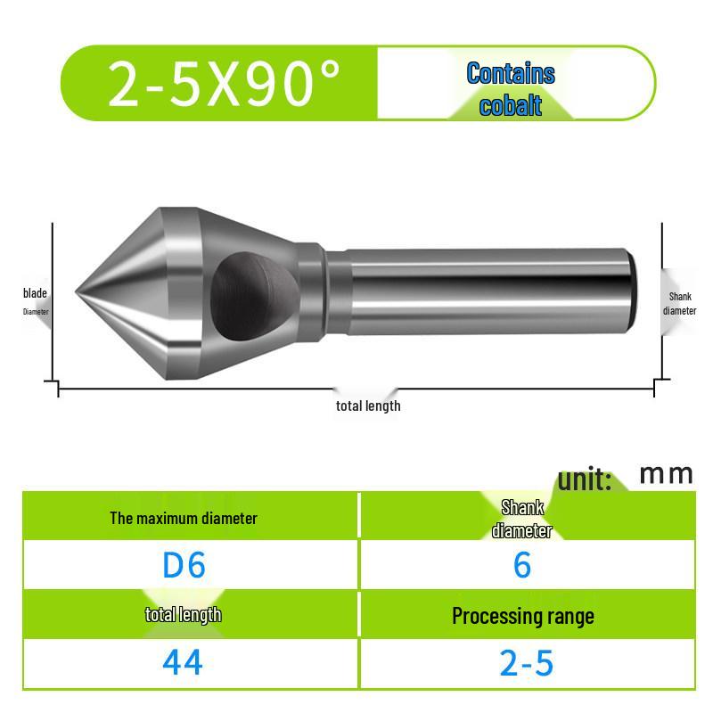 90° Straight Shank Oblique Hole Chamfering Tool with Titanium Cobalt-Plated Stainless Steel Drill Bit for Aluminum Alloy Deburring.