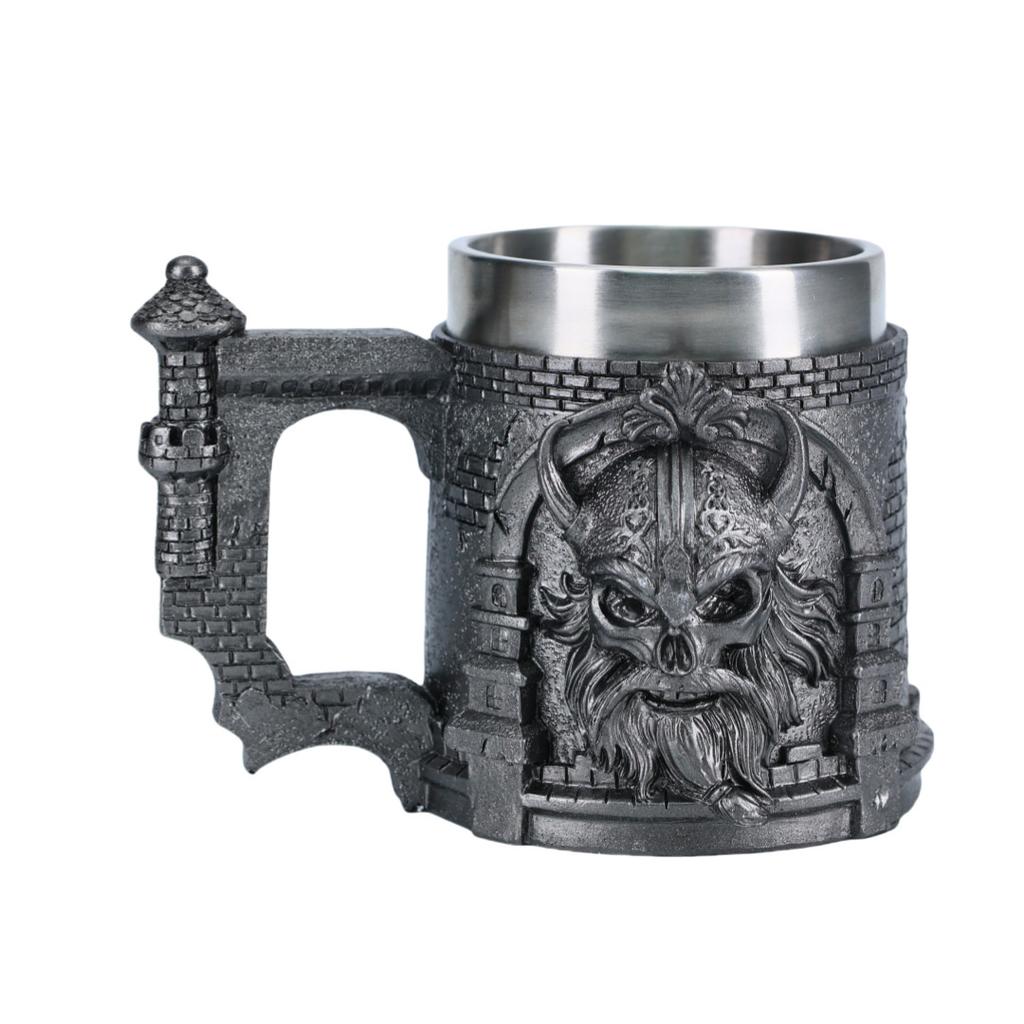 Medieval Knight Beer Mug With Dragon Handle Retro Style Stainless Steel Liner Large Capacity Tankard For Men Gifts