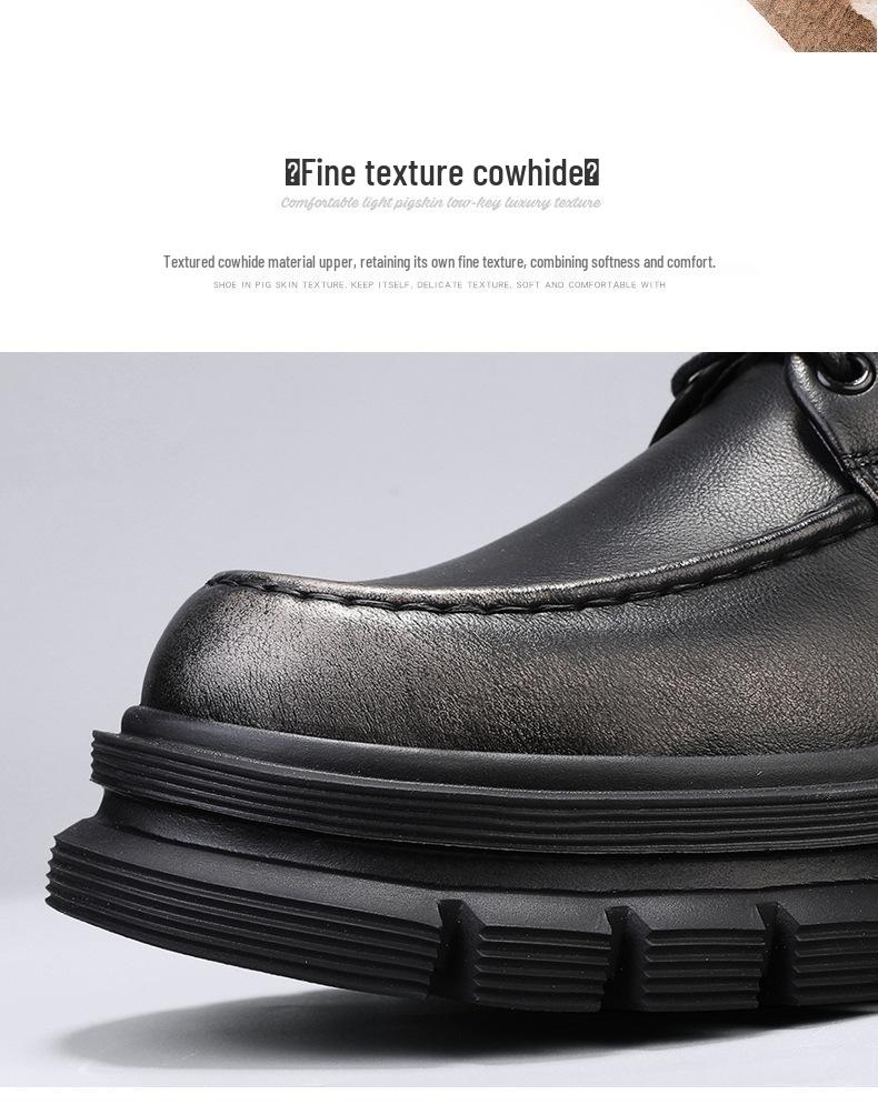 Men's Spring Casual Leather Derby Shoes with Thick, Lightweight Sole for Height Increase