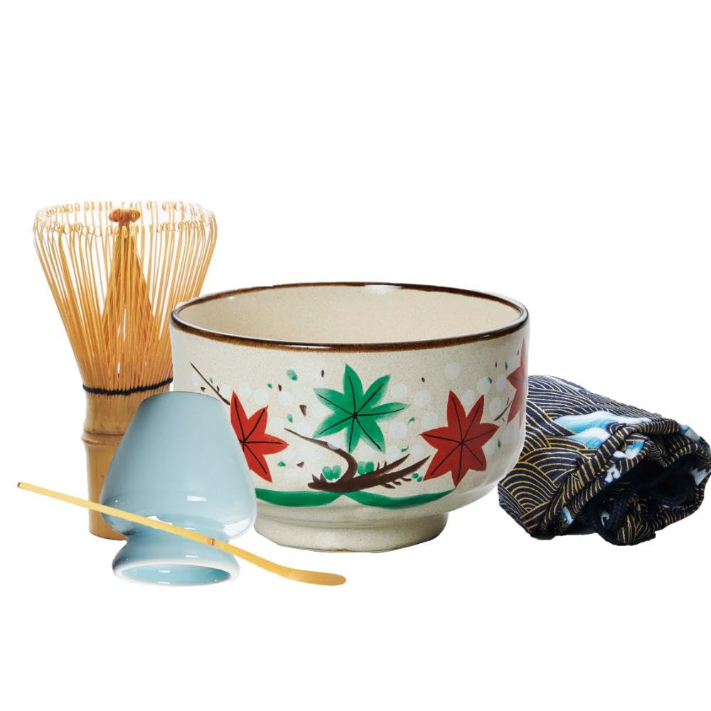 Matcha Bowl 5-Piece Set, Maple Leaf, L013