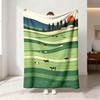 1Pc Ranch Cow Sunset Scenery Oil Painting Flannel Blanket Multi Sizes Cozy Light Throw For Sofa Leisure Office Break Nap Home