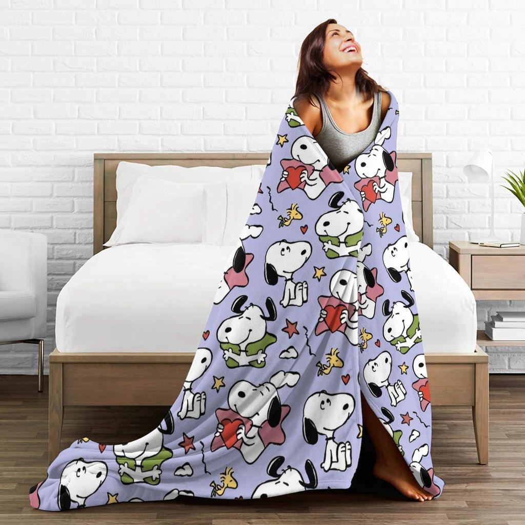 Snoopys Woodstock Blanket Cartoon Flannel Throw Blankets Summer Air Conditioning Decoration Soft Warm Bedsprea,