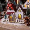 Weihnachtshütten-Ornament, leuchtender Holzhaus-Anhänger, LED-Blockhütte, Weihnachtsdekoration für Weihnachtsfeier, Zuhause, Desktop-Baumdekor