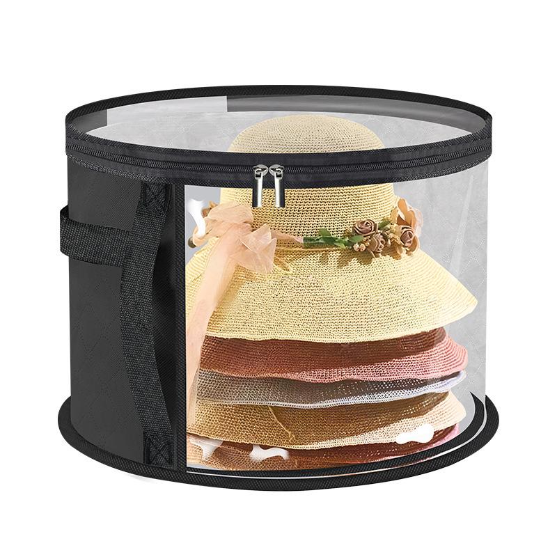 Portable Round Transparent Hat Storage Bag with Handle for Travel