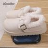Fashion Faux Fur Buckle Decor Shoes for Women Winter Warm Thicken Plush Cotton Snow Boots Comfort Thick Sole Non Slip Casual Shoes 36-41