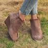 2021 Autumn/Winter Women's Large Size Wedge Leather Boots with Side Zipper