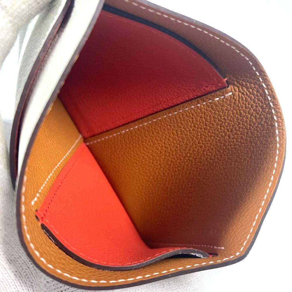 HERMES Bicolor Nect Business Card Holder Pass Case Card Case White/Light Beige