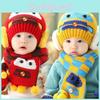 Cozy Knit Baby Scarf And Hat Set Adorable Car Design For Boys And Girls