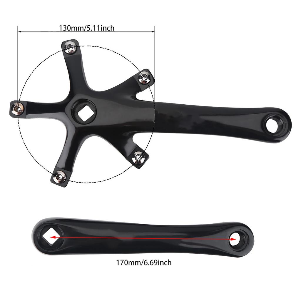 1Pair 170MM Mountain Road Bike Alloy Single Crankset Repair Parts (Black)